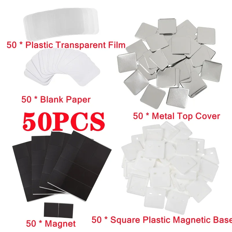 50/100PCS 50*50mm Magnet Kühlschrank Abzeichen Pin Button Maker Teile DIY Abzeichen Button Pins für kunst Handwerk Machen Kühlschrank Abzeichen Set – Detail 13