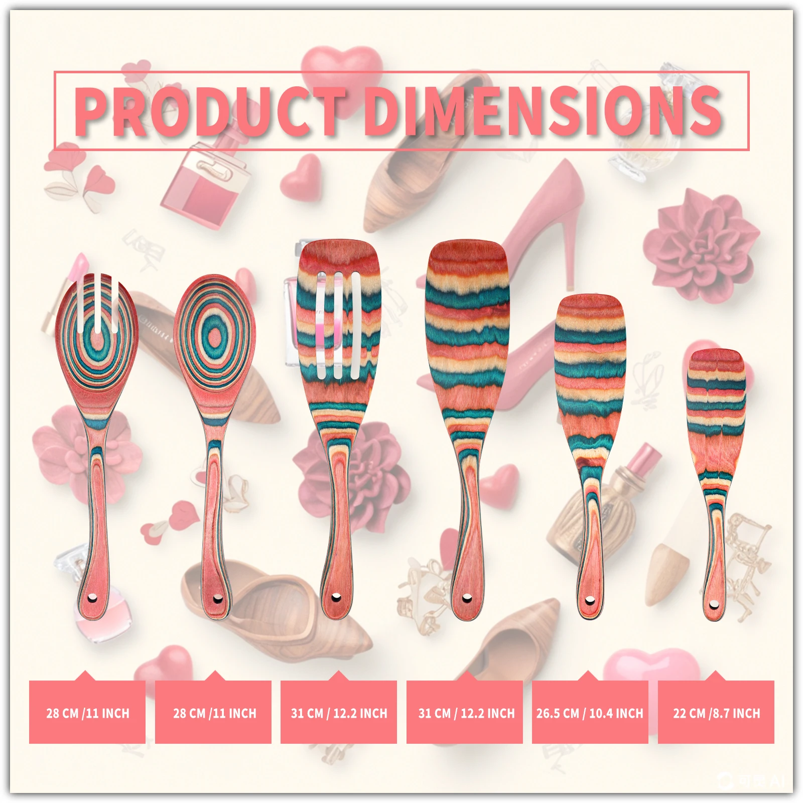 IK Color Wood Tableware Spoon Rice Colander Soup Skimmer Cooking Soup Spoons Scoop Kitchen Set Tool