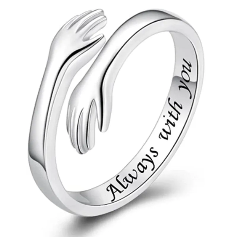 Wedding rings finger rings womens ring jewelry rings ring jewelry couple rings hands hug adjustable engraved letter rings for women wedding engagement couple ring anniversary mother day gift designer jewelry