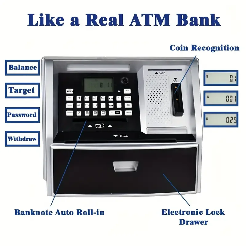 ATM Piggy Bank Password Piggy Bank Electronic Kids Piggy Bank Voice Money Box Toy Best Gift For Birthday Christmas Boys Girls 5