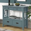 Farmhouse Pine Wood Console Table with Drawers & Storage Shelf in Blue for Entryway/Living Room/Hallway/Kitchen 3