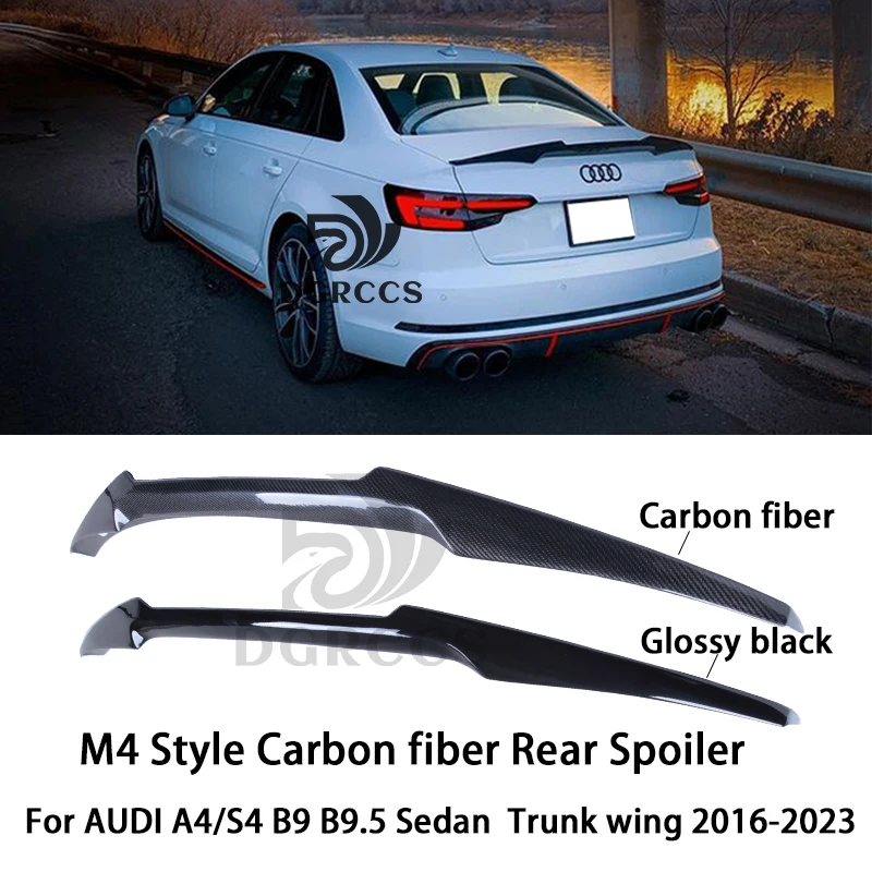 

For AUDI A4/S4 B9 B9.5 Sedan M4 Style Rear Spoiler Trunk wing 2016-2023 Carbon fiber Glossy black