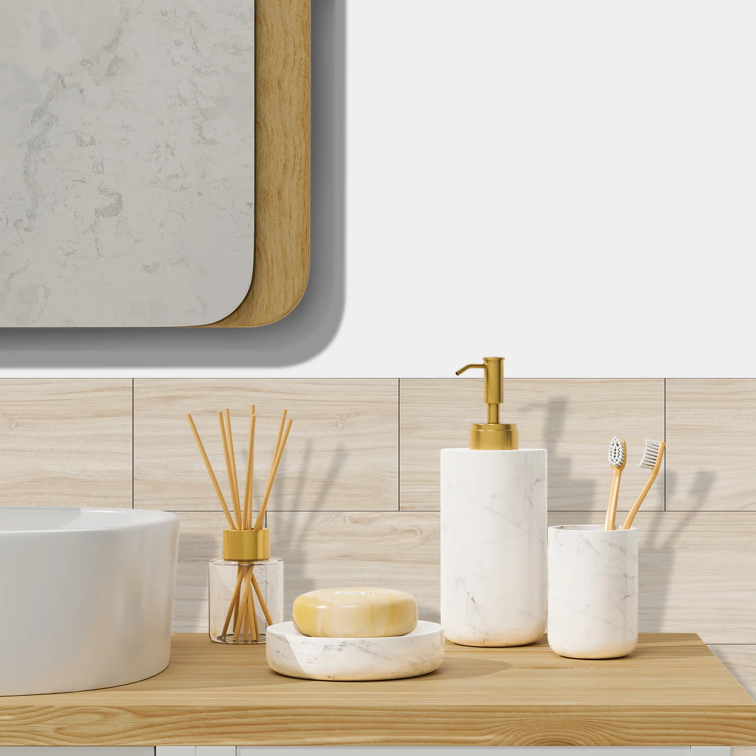 12 Teile/satz Einfache Stil Kunst Tapete Waterproofvinyl Schälen und Aufkleben Fliesen Aufkleber Wohnkultur Küche Badezimmer Verdickt Aufkleber – Detail 24