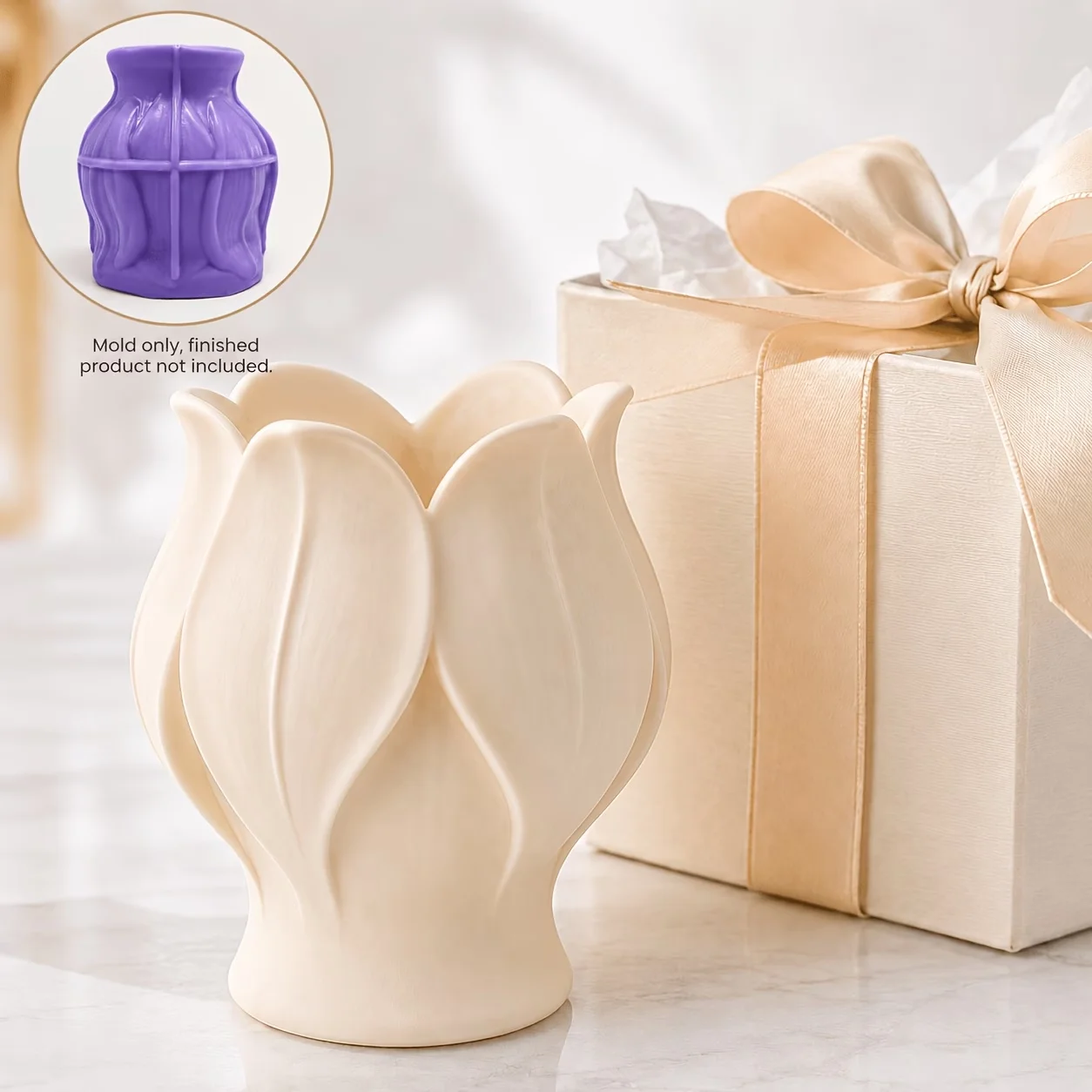 Exquisitely Textured Tulip Petal Silicone Mold - Handmade DIY Flower Pot and Decorative Ornament