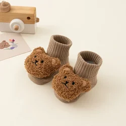 Adorable Cartoon Bear Cotton Baby Socks with Soft Anti-Slip Soles - M(1-3years) (Coffee)