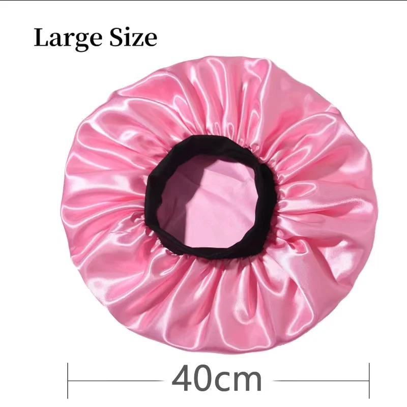 40cm Large Hair Dryer Towel Silk Wide Brim Elastic Sleeping Cap Women Smooth Round Hair Wrap Bath Shower Drying Towels Absorbent
