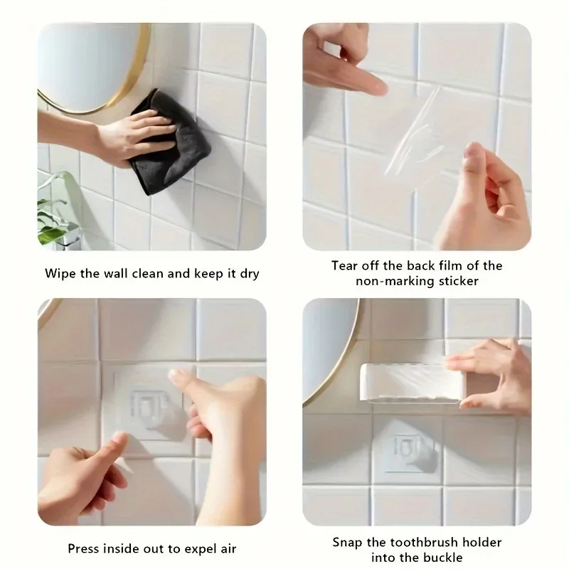 Wall-Mounted Toothbrush Holder 5-slot Hygiene Lid Space-saving Storage Busy Bathrooms Durable Attractive