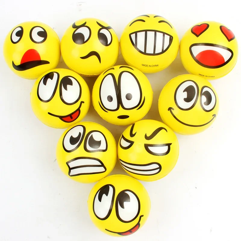 

6Pcs/lot 6.3cm Smile Face Foam Ball Squeeze Stress Ball Relief Toy Hand Wrist Exercise PU Toy Balls For Children