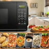Compact 0.7 Cu ft 700W Black Countertop Microwave Oven LED Display Timer Clock Defrost Child-Safe Lockout Push-Button Door 10 3
