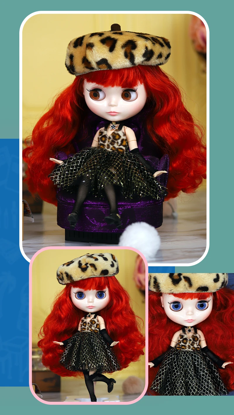 Bella – Premium Custom Neo Blythe Muñeca con pelo rojo, piel blanca y cara linda y brillante 1