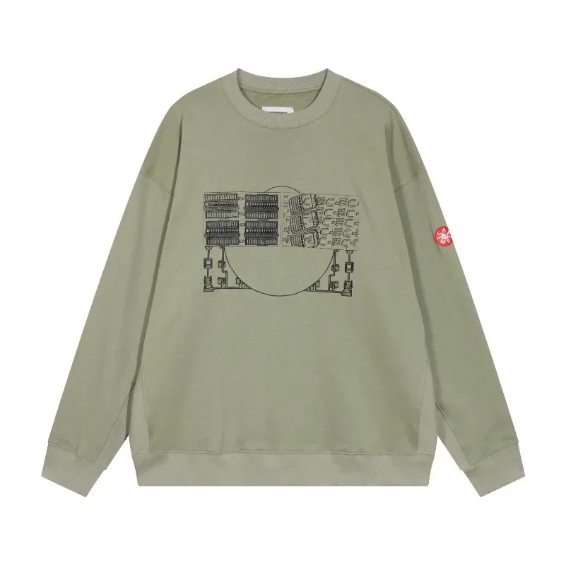 

New Embroidery Logo Grayish Green Batik CAVEMPT Vintage Hoodie Men Woman Heavy Fabric CAV EMPT Pullover