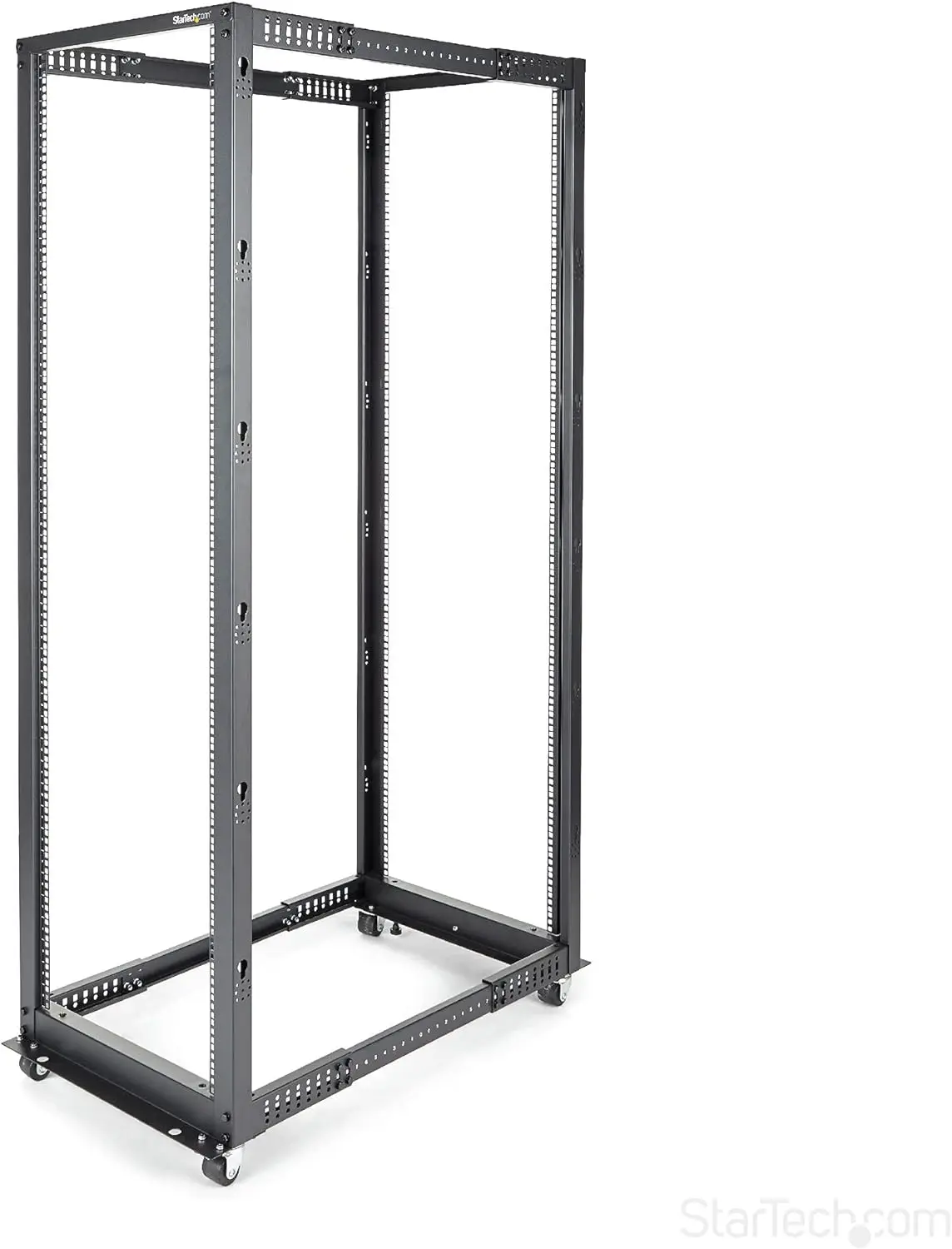 4-Post 42U Mobile Open Frame Server Rack, 19in Network Rack with Wheels, Rolling Rack for Computer AV/Data IT Equip