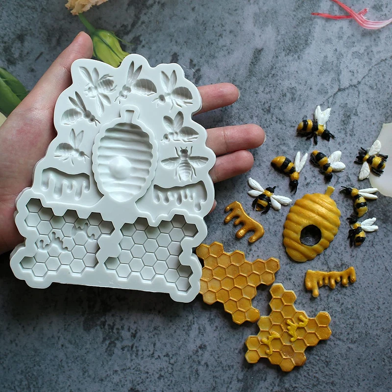 Honigbiene Waben Silikon form 3d Bienenstock Biene Fondant Kuchen Dekorieren Schokolade Werkzeuge Küchen geschirr für Baby party Geburtstag – Detail 4