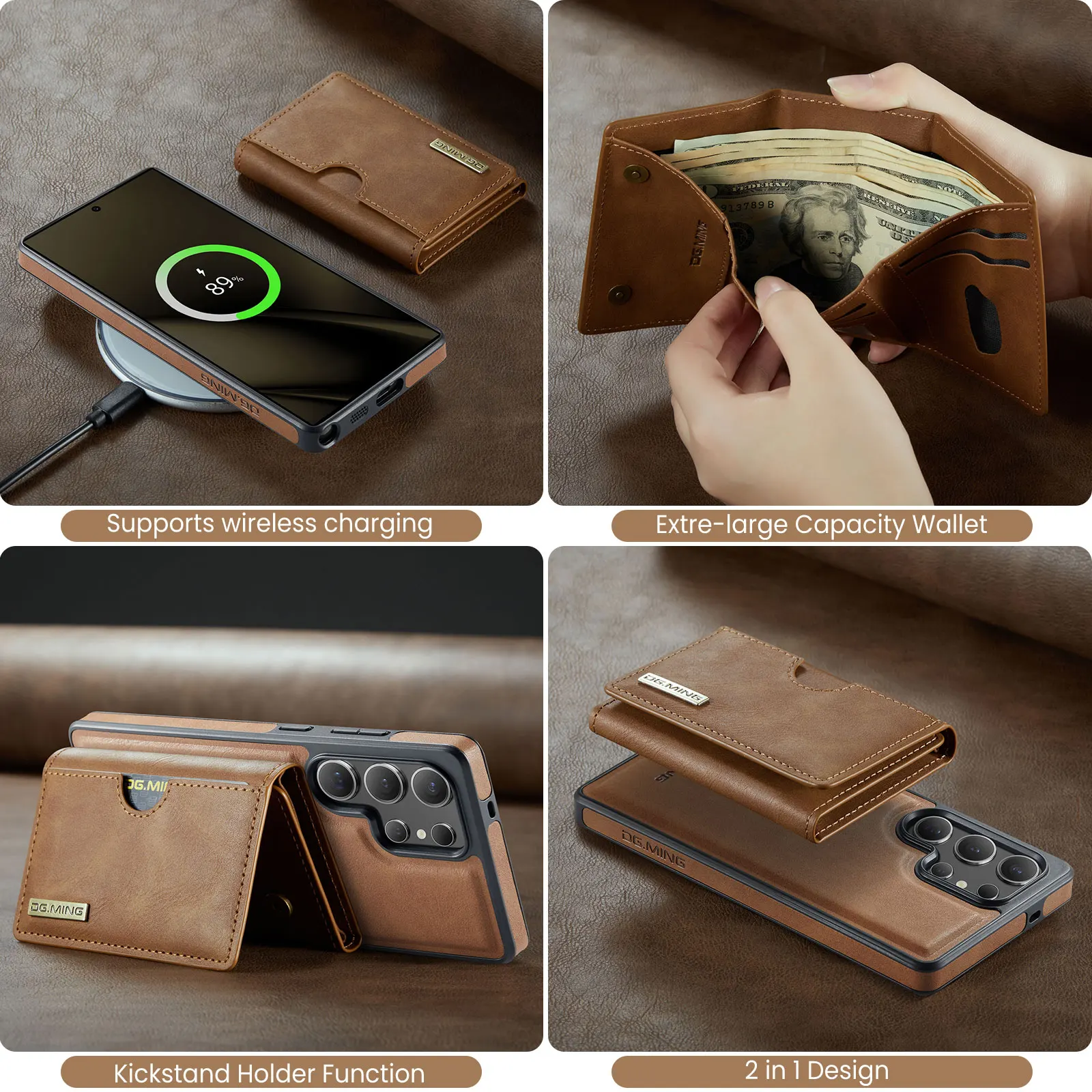 Detachable Magnetic Wallet Case with RFID Blocking Card Holder