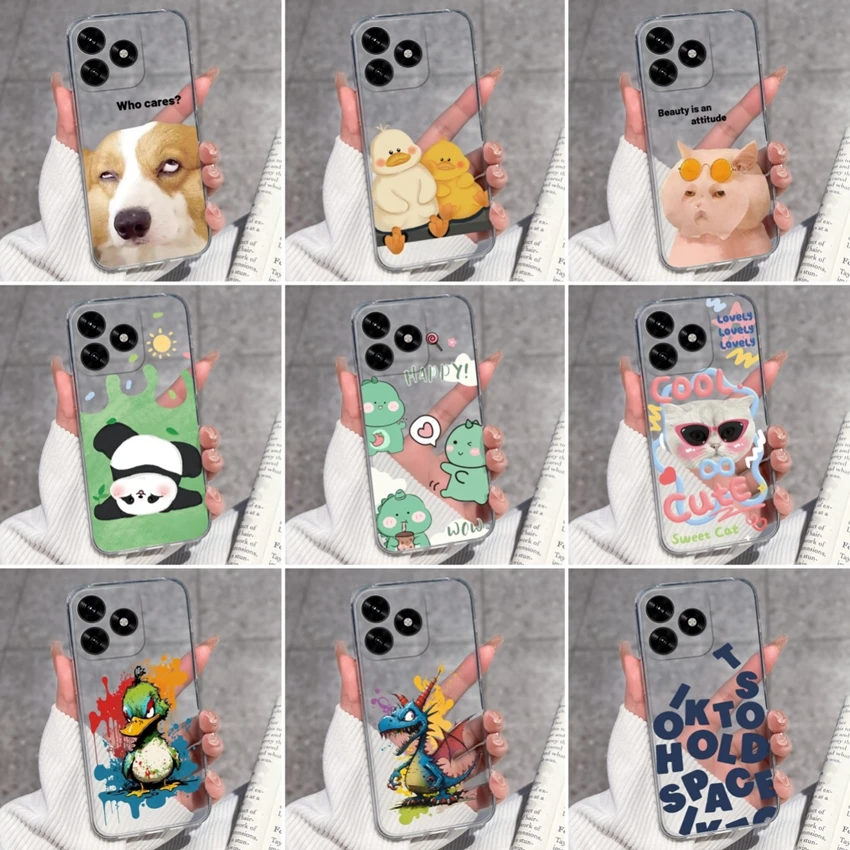 Cute Pet Dog Pattern Transparent TPU Soft Silicone Anti-Slip Protective Phone Case