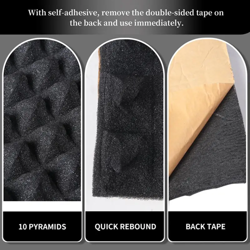 AEF5-12 Pack Self-Adhesive Sound Proof Foam Panels 2X12x12inch Acoustic Panels With High Density,Pyramid Design Acoustic Foam