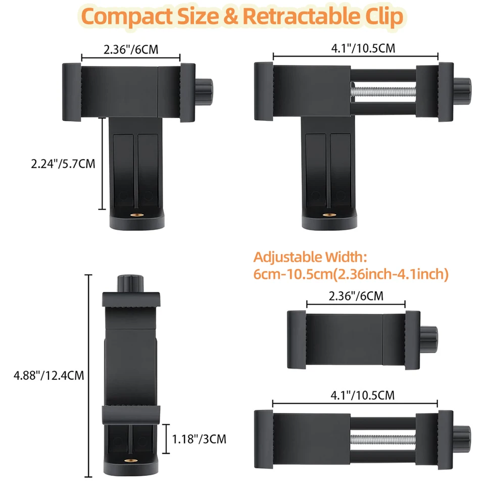 Mobile Clip Tripod Phone Mount 1/4" Rotatable Adjustable Holder Adapter For Samsung IPhone Huawei Realme Smartphones_voghion.com