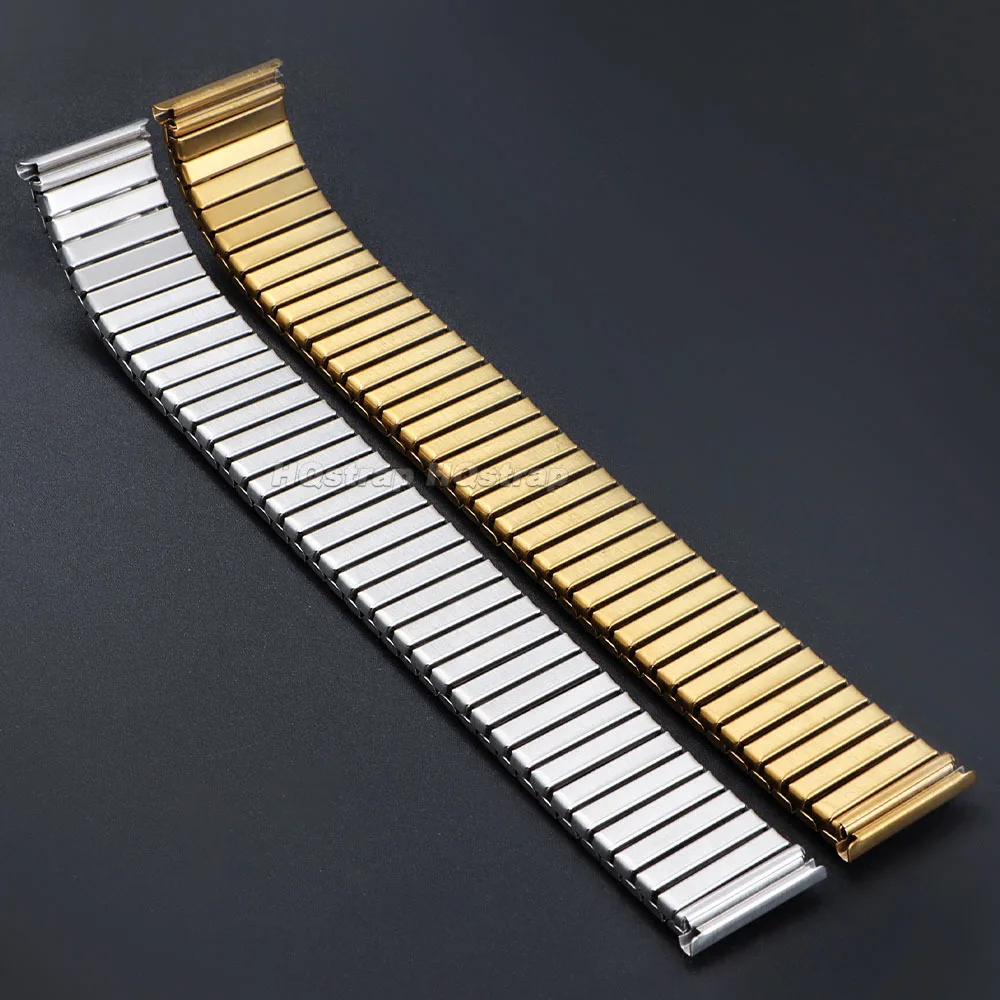Stainless Steel Elastic Stretch Bracelet Strap - Silver & Gold