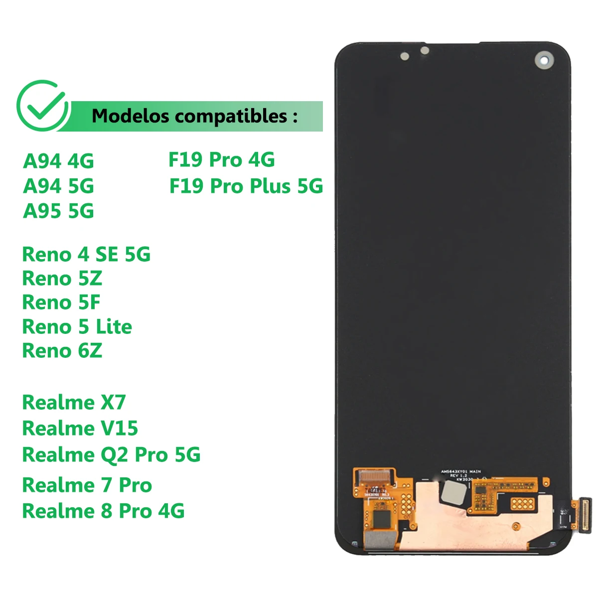 Display Touch Screen TFT Per OPPO A94 4G (CPH2203) E Realme 8 (RMX3085) - Vetro Nero
