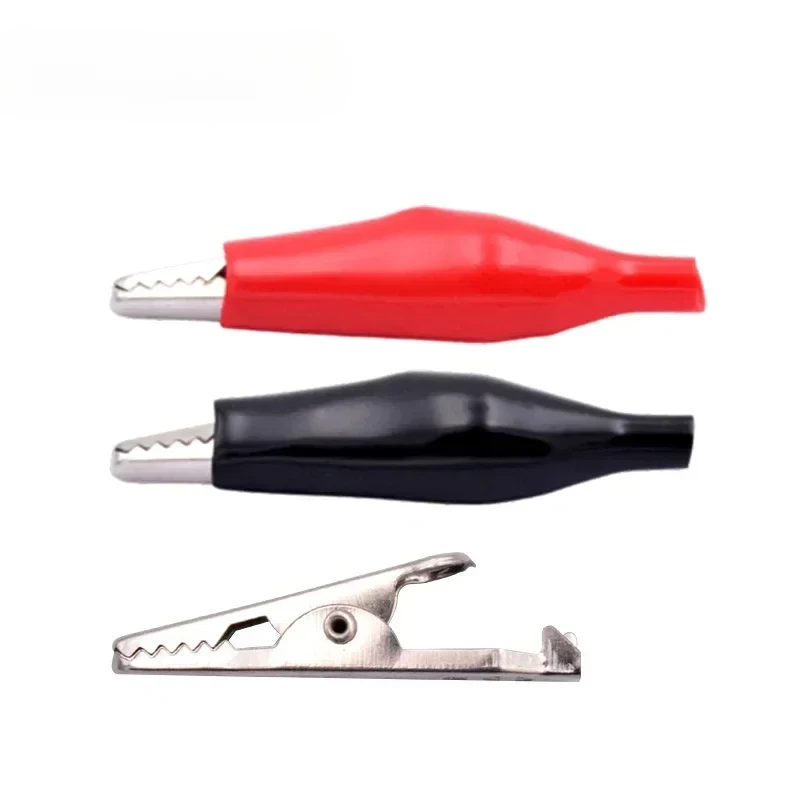 10pcs/lot Metal G98 Crocodile Alligator Clips Electrical Clamp 28mm/35mm/45mm Black Red Plastic Boot Car Battery Test Meter