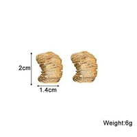 2025 Retro Folded Women's Stud Earrings Gold Color C-shaped Silver Color Metal Geometry Statement Small Earrings Fashion Jewelry - Image 2