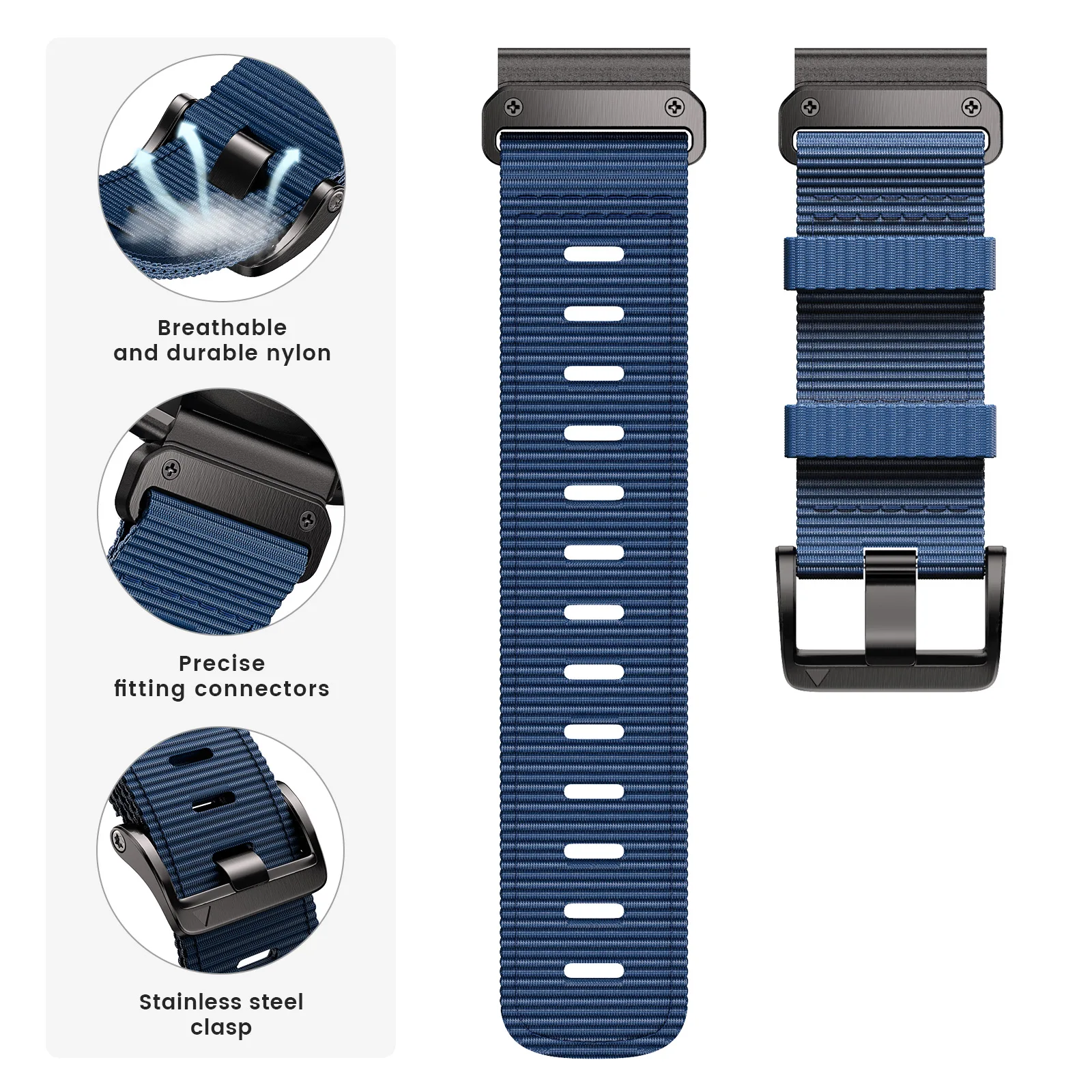 22 26mm Nylon Replaceable Strap Wristband For Garmin Fenix5/5X