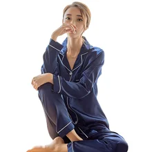Womens Silk Satin Pajamas Pyjamas Set Sleepwear Pijama Pajamas Suit Female Sleep Two Piece Set Women's Loungewear Plus Size