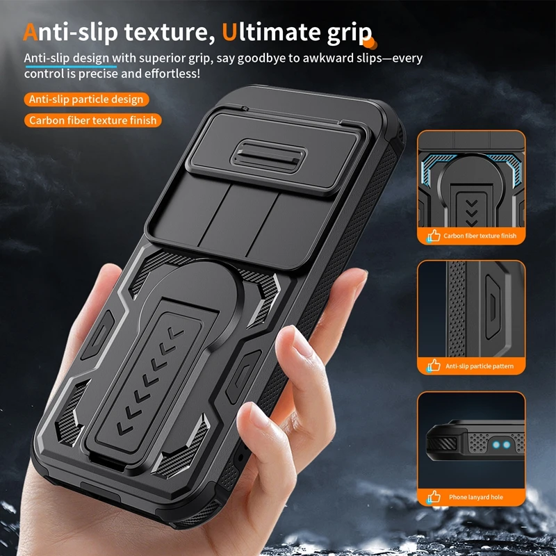 Rugged Military-Grade Shockproof Case with Stand and Camera Protection