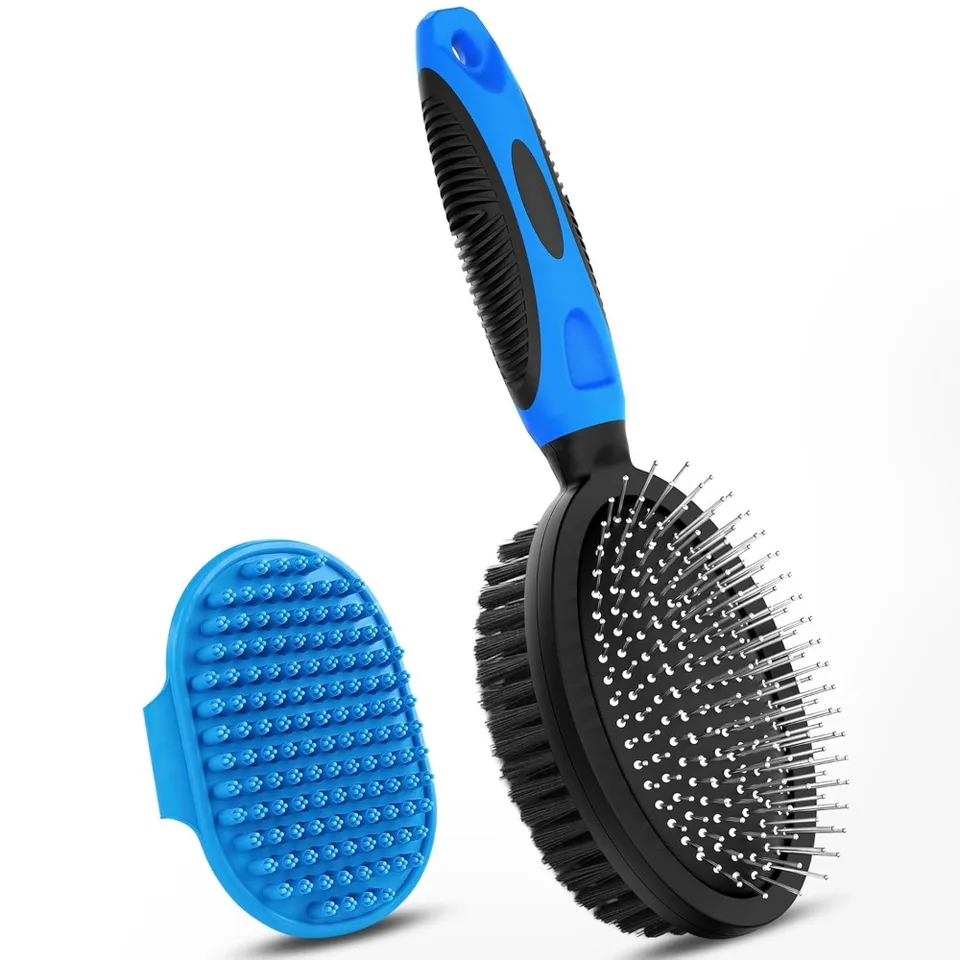 Double-Sided Dog Grooming Bath Brush Set