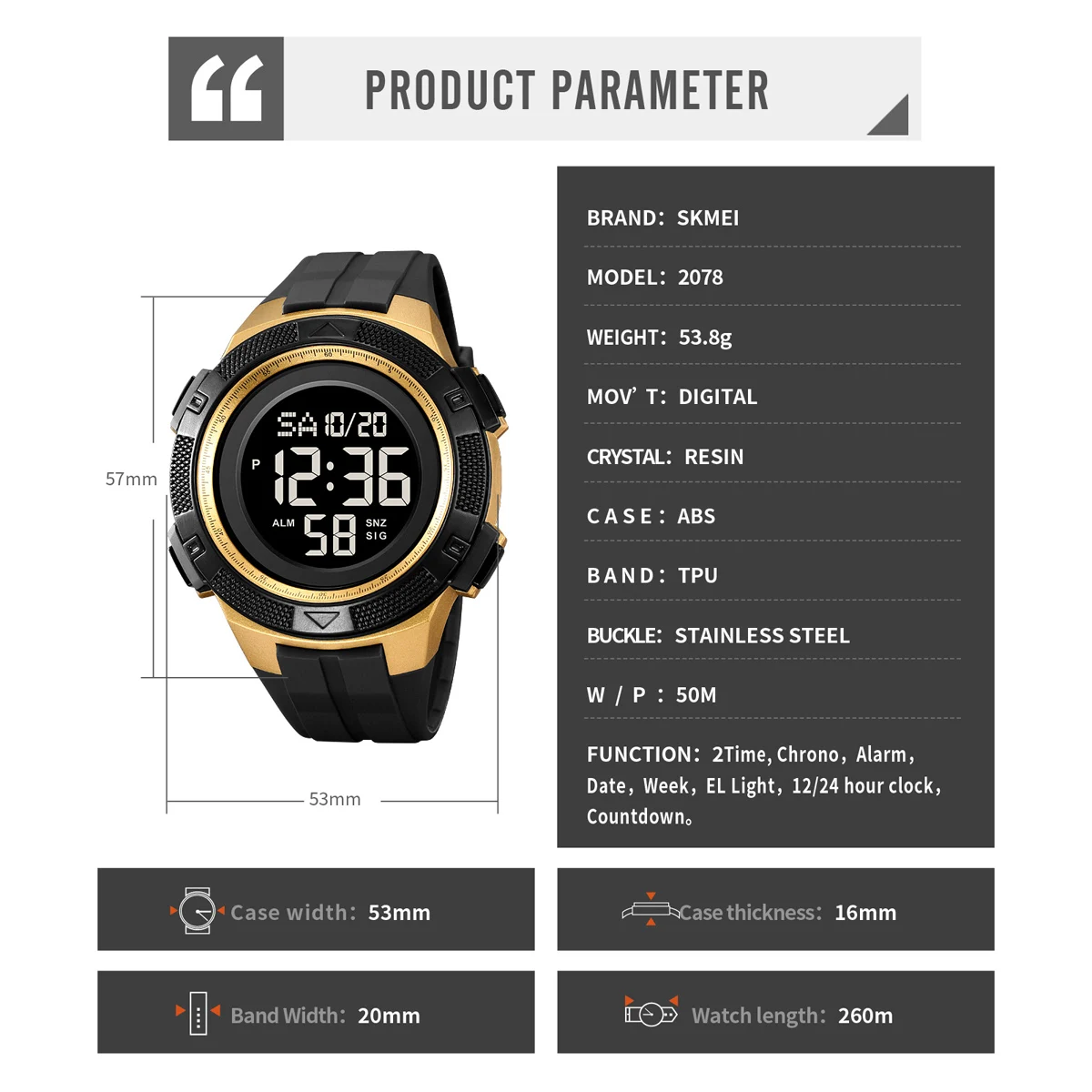 SKMEI Military LED Electronic Man Watch 2Time Countdown Date Alarm Week Men's Wristwatches Waterproof Male Clock Reloj Hombre