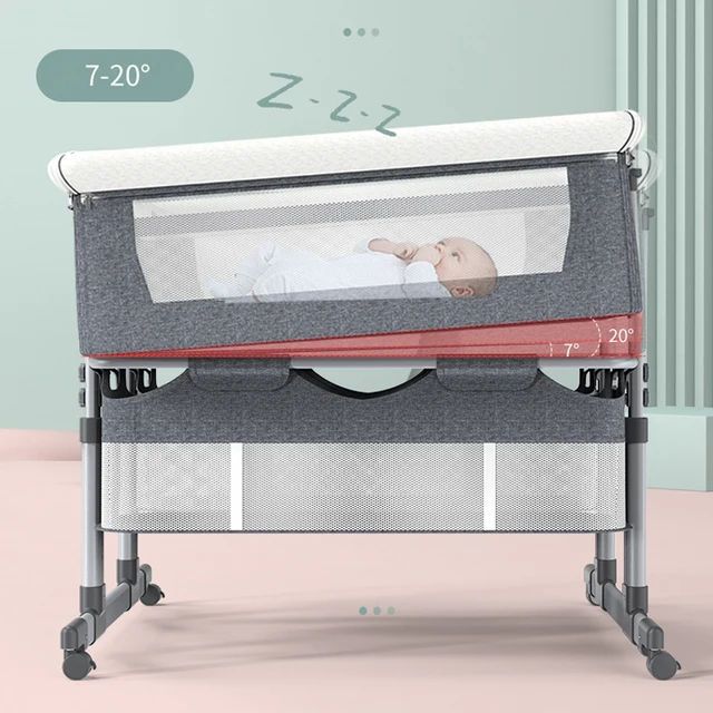 Twin portable movable crib folding height adjustable splicing big bed baby crib bb bed 5