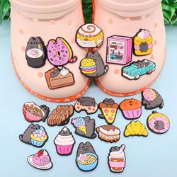 1Pcs PVC Adorable Little Cat Cupcake Sandals Shoe Charms Accessories Food Designer Decoration DIY Adult Bracelet