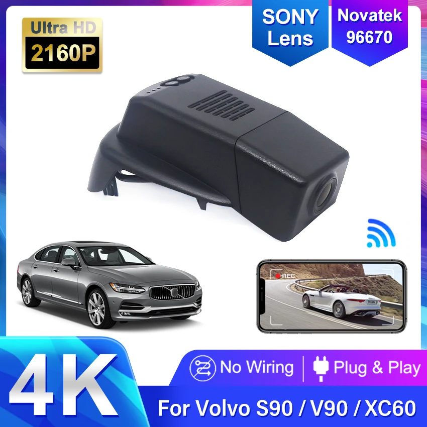 

For Volvo S90 V90 XC60 2017-2020 Front and Rear 4K Dash Cam for Car Camera Recorder Dashcam WIFI Car Dvr Recording Devices