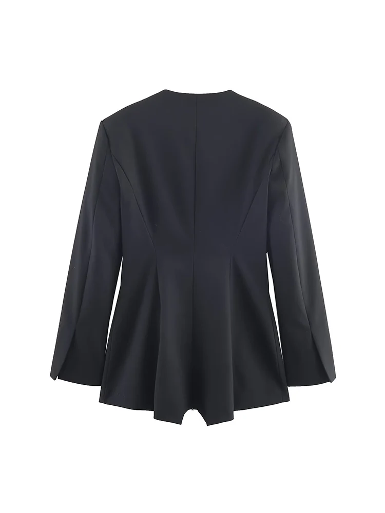 New Women's Black Casual Commuter Short Long Sleeve V-neck Suit Jumpsuit Shorts Elegant Women Slim Fit One Piece Rompers