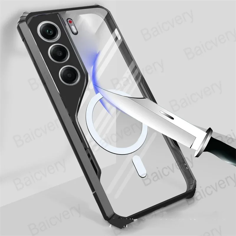 Transparent Shockproof Airbag Hard Case with Magnetic Sticker