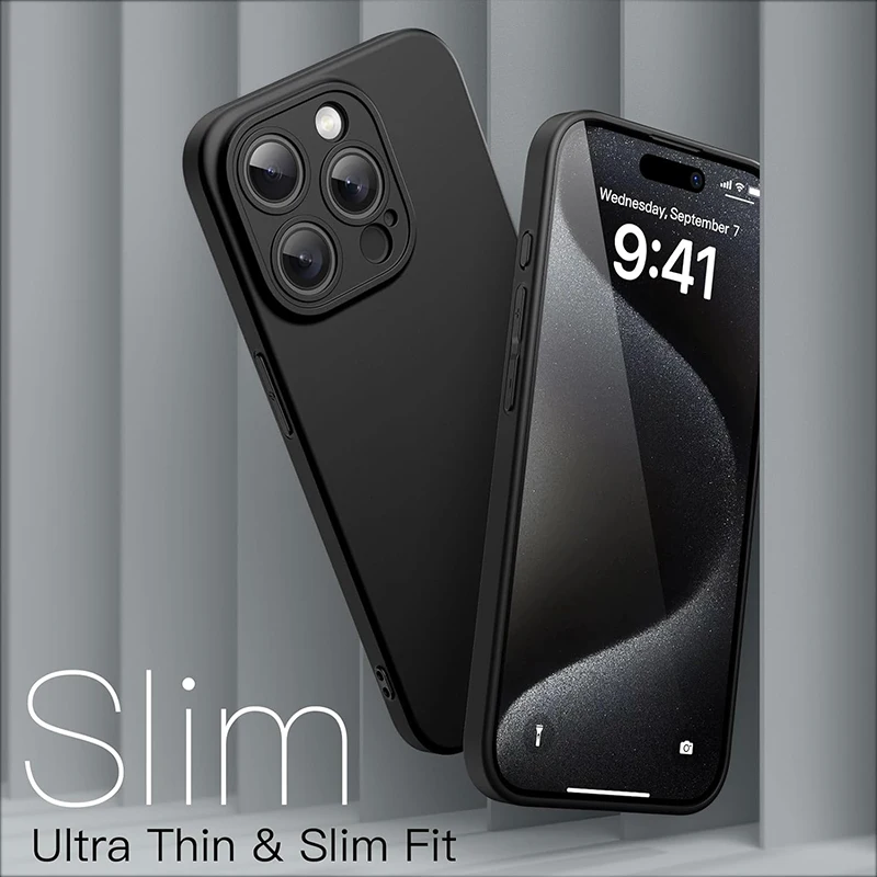 Sleek Luxury Ultra-Thin Matte Black Silicone Soft Case