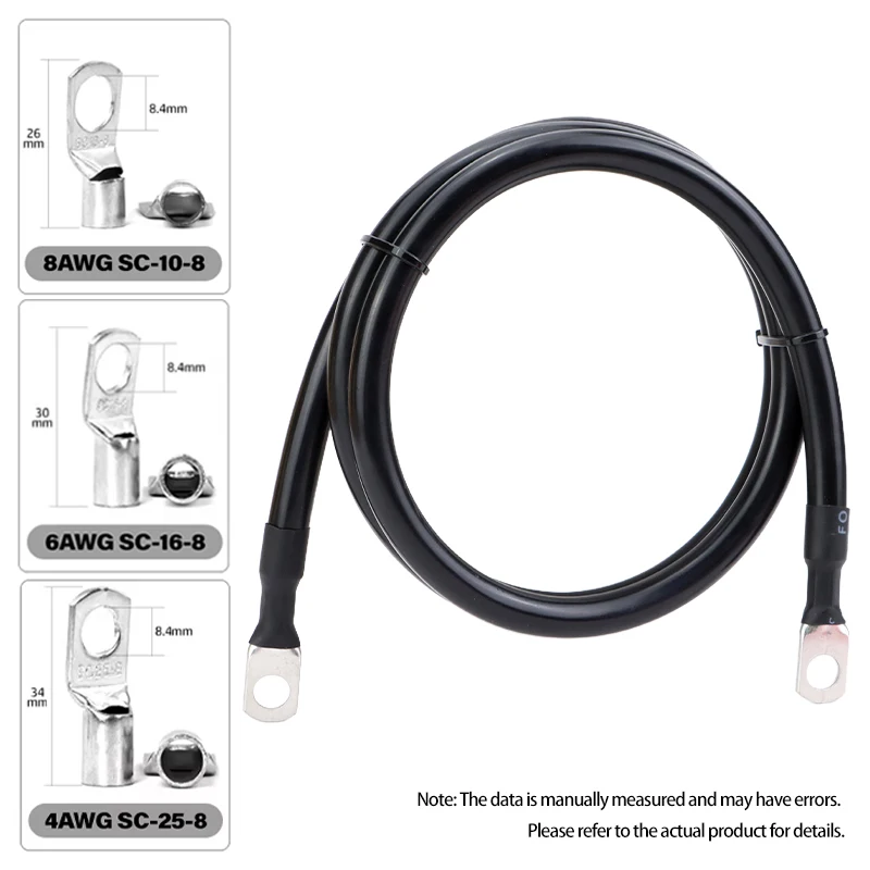 Premium Battery Connection Cable - PVC Insulated Pure Copper Wire with Tinned Copper Lug Terminal