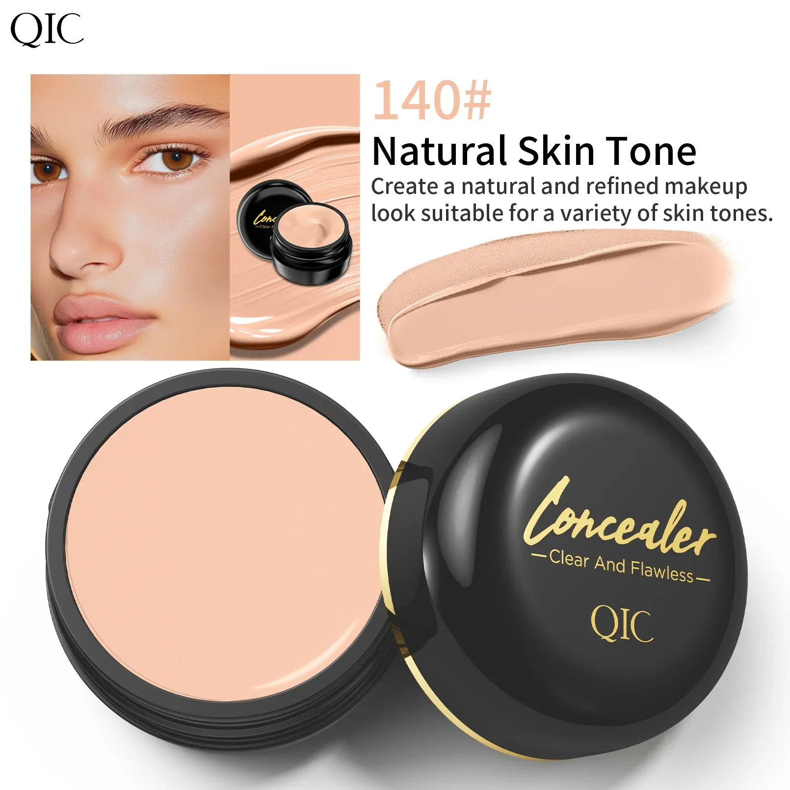 QIC Concealer Cover Freckles Dark Circles Acne Scars Quick-dry Waterproof Longlasting Acne Concealer Flawless Foundation Makeup