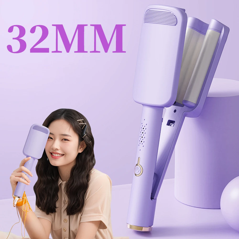 Hair Curling Iron 32mm Deep Wave Hair Curler 4 Temperature Adjustable Fast Heating Crimping Iron Styler Wand For All Hair Style