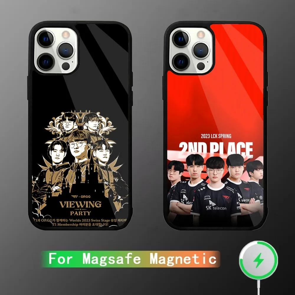 Чехол для телефона T1 Team L-Lols LPL для iPhone 15,14,13,12,11,Plus,Pro,Max Mini Magsafe, магнитная Беспроводная зарядка