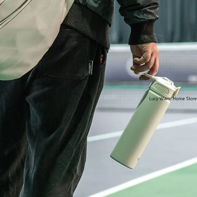 Bouteille d'eau thermique avec paille, bouteille en acier inoxydable de 750/600ML, garde le froid et la chaleur, tasse thermique de grande capacité, bouteille Thermos 6