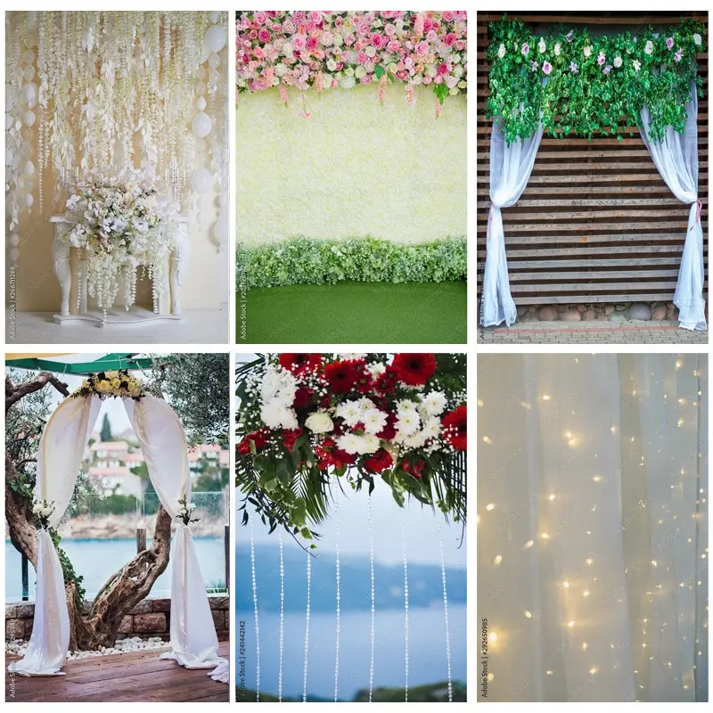 

SHENGYONGBAO Art Cloth Custommade Wedding Photography Backdrops Flower Wall Forest Danquet Photo Background Studio Props HL-12
