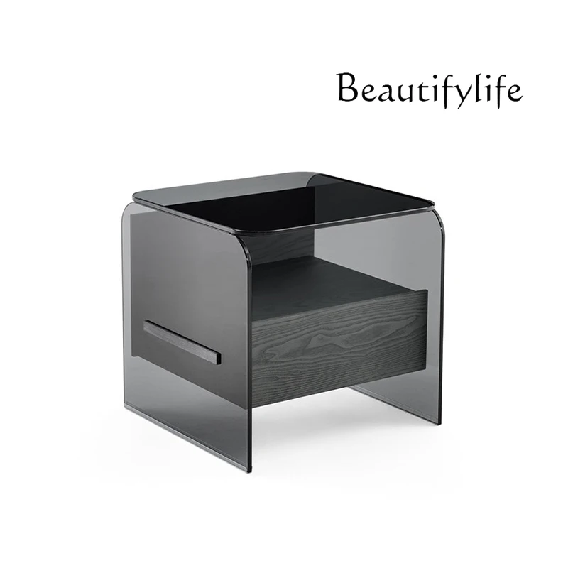 

Итальянский минималистичный стеклянный столик, прикроватный шкаф, современный скандинавский шкафчик, итальянский роскошный прикроватный шкаф