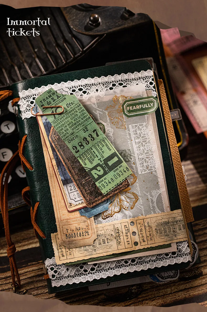 Vintage-Aufkleber in Box, 45 Stück, Ticket-Stil, Retro-Dekor-Aufkleber, DIY handgefertigte Etiketten, Scrapbooking-Material, Bastelbedarf – Detail 7