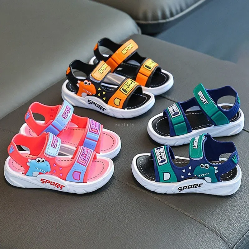 Cute Cartoon Dinosaur Boys Girls Summer Toddler Sandals Baby Anti Slip Indoor Bathroom Home Sandals Children Outdoor Beach Shoes 2
