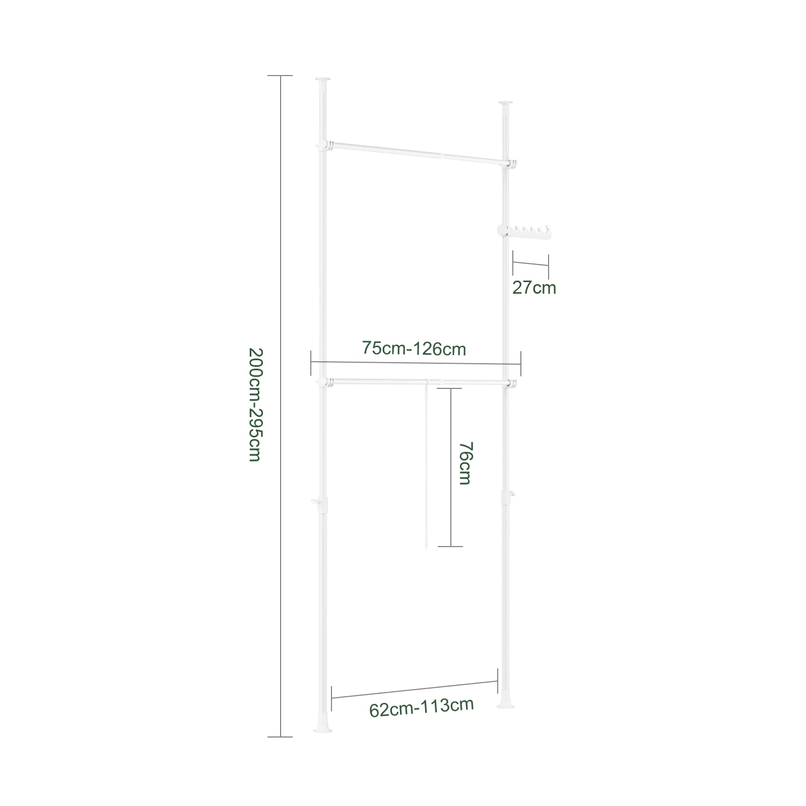 SoBuy FRG109-II Teleskop Garderoben System mit 2 Kleiderstangen Kleideraufbewahrungssystem Regalsystem Kleiderständer – Detail 1