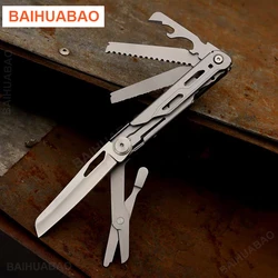BAIHUABAO 9 in 1 Mini Multitool Folding Knife EDC Tactical Camping Survival Tools Outdoor Pocket Knife Scissors Screwdriver