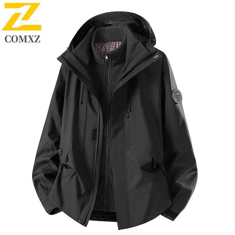 EIAO 3-in-1 Unisex Windbreaker Jacket Spring Autumn Waterproof Windproof Detachable Outdoor Hiking Fishing Camping  Thermal Coat