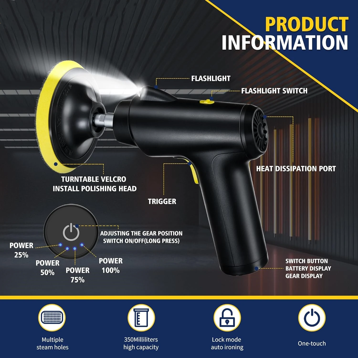 Car Polisher Waxer Electric Drill Tool Kit 3 Speeds 4000 mAh 1600RPM For Detailing Polishing Repair
