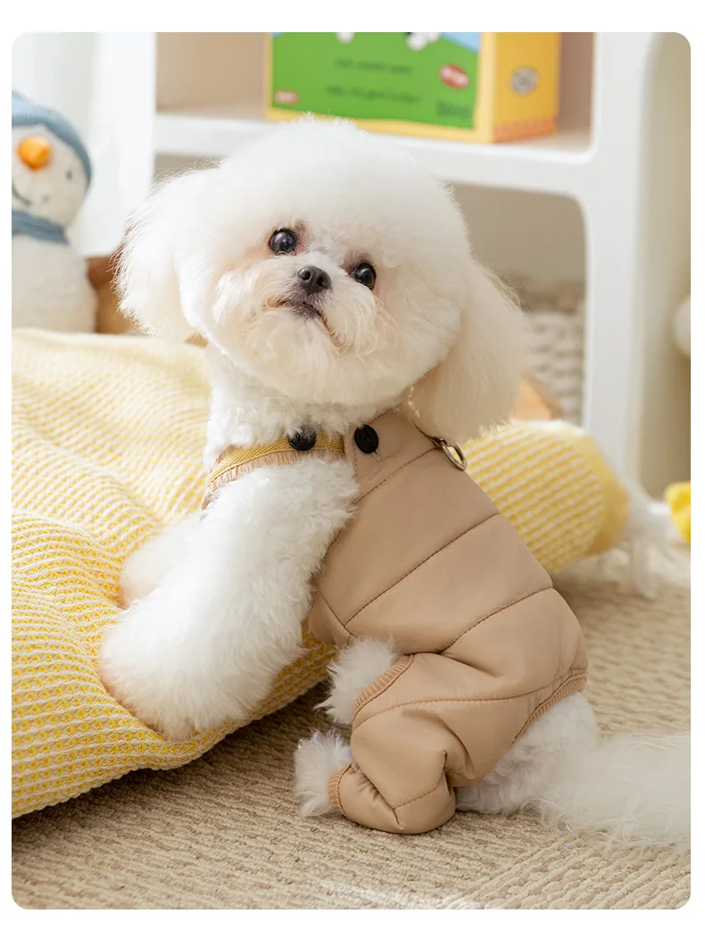 10PC/Lot Winter Dog Jumpsuit Clothes Waterproof Warm Dog Strap Pants Chihuahua Jacket Overalls Pet Outfits